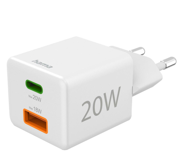 Hama Ładowarka sieciowa Mini 20W 1xUSB-C, 1xUSB-A - 1246877 - zdjęcie